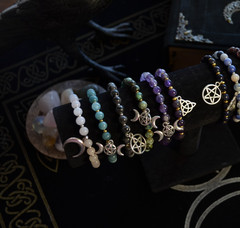 Triple Moon Goddess & Turquoise Bracelet Wiccan Lunar Occult Witchy Jewelry Gift