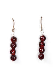 Red Garnet Natural Gemstone Earrings 5mm Ball 925 Sterling Silver 1 1/4″