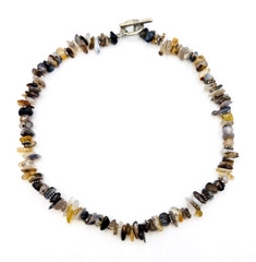 Multi Gemstone Sterling Silver Beaded Artisan Necklace Toggle Clasp 17 in