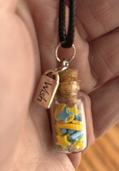 Moon And Stars In A Jar Wish Pendant On Black Cord Gift
