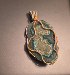 One Of A Kind Artisan Fossil/Lapis Wire Pendant