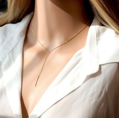 Long Chain Choker, Simple Gold Chain Necklace, 18K Plated 925 Sterling Silver