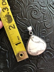 White Buffalo Howlite Raindrop Pendant and Bezel Dainty 1.5″ Artisan Made