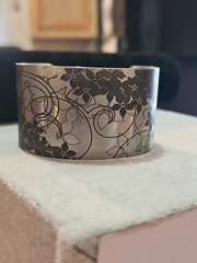 Tattooed Steel Floral Rain By Kris Fry Cuff Bracelet Made In USA