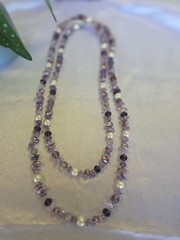 Avelis Signature Amethyst Gemstone Neckl. Long, Crystals, Handmade Toggle Clasp