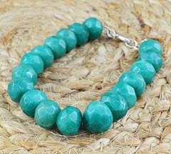 295.00 Cts Earth Mined Green Emerald Round Shape Faceted Beads Handmade Bracelet