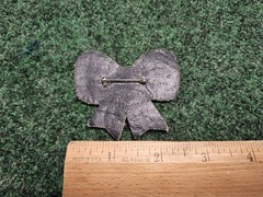Hand Made Beaded Bow Brooch Pin Garment Embellishment Gold Clear 2.5″