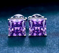 RARE 7 Ct Certified Purple Diamond Studs, Amazing Shine, FREE Shipping & Tariffs