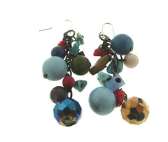 Crytal Bead Dangle Earrings with Turquoise 2.5 inch