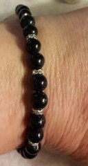 Artisan Purple Gold Stone Silver Tone Beaded Bracelet size small/Average