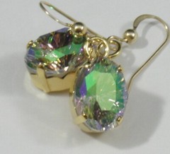 Avilagems Swarovski Crystal Paradise Shine Mystic Oval Gold Filled Earrings Hook