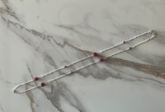 New Garnet, Rhodonite Garnet & Sterling Silver Necklace Handmade 19 1/4 in.-N387