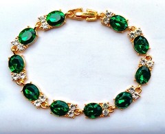 FACETED GREEN & AB BRACELET free GIFT BOX Faceted Glass Crystal #CT14
