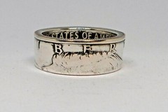 JFK HALF DOLLAR SILVER COIN RING 1965-1966-1967-1968-1969 SIZES 7-14