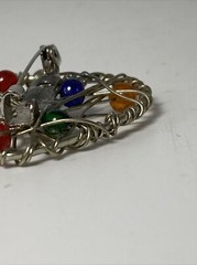 Heart pin wire wrap and bead Silver Tone Green Red Purple Orange Red B11A