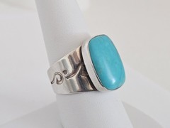 Jay King Desert Rose Trading DRT Kingman Turquoise & Sterling Silver Ring Sz 9