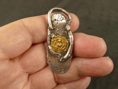 ARTISAN CAST SILVER & GOLD SW FIGURAL PENDANT 1970’S BRUTALIST TUCSON ESTATE