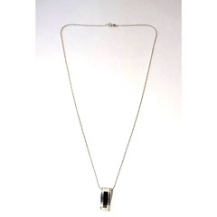 925 Sterling Onyx Pendant Necklace 20 in. Milor Silver Chain Modern Minimalist