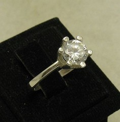 Handmade Sterling Silver Engagement Ring With Cubic Zirconia Stamped 925