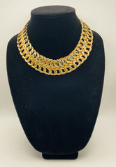 Vintage Artisan Interlocking Tri Color Metal Twisted Wire Collar Necklace Stmt
