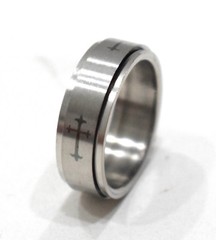 Ring Stainless Steel Etched Spinner Band Ring