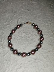 Handmade Pink And Silver Pearl Like Beaded Bracelet With Metal Spacers