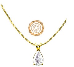 2 carat Pear shape Diamond 18k Necklace with pendant Real Gold Certified Diamond