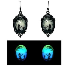 Alice in Wonderland Lime Aqua Blue & Purple/Violet Glow in the Dark Earrings