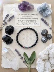 Grounding & Clarity Energy Bracelet–Black Obsidian & Rainbow Hematite Accent 6MM
