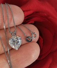 Solid 18k White Gold diamond Necklace Pendant Stud Earrings Heart Diamond HMADE