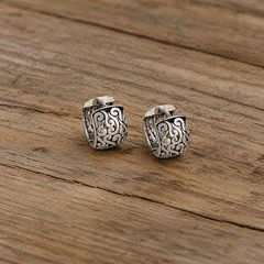Silver Filigree Scroll Hoop Earrings Boho Western Artisan VTG Sundance Style
