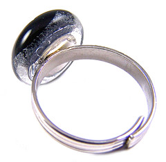 Dichroic Glass RING Adjustable Pink Orange Green Recycled Clear Round 1/2″ 15mm