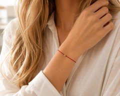2026 Year of the Horse Lucky Red Cord Bracelet 14k Gold Moon Cut Bead Waterproof