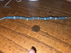 BoHo hemp bracelet w green beads. sml/med women’s 6-inch adjustable M3033