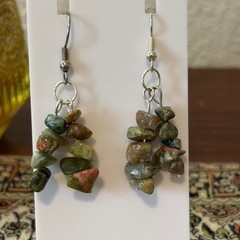 Handmade Unakite Gemstone Earrings