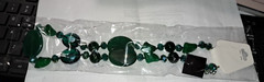 DYED GREEN AGATE GREEN GLASS ALLOY IRON NECKLACE NWT