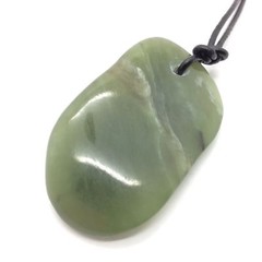 Siberian Jade Pendant Green Nephrite Jade Pebble Necklace Siberia Russia #29