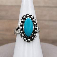 Native American Sleeping Beauty Turquoise Sterling Silver Ring Vtg Signed Sz 6.5