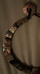White_Black Mother Of PEARL Statement 16″ COLLAR NECKLACE Iridescent_REVERSIBLE