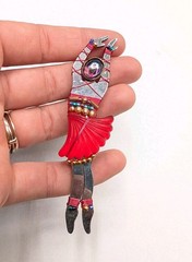 Liztech Liz Tech 2000 Signed Dated Vintage Ballet Dancer Figural Pin Brooch
