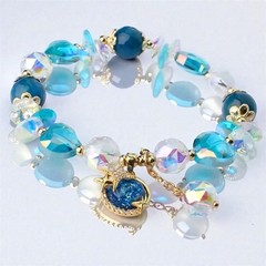 Blue Swarovski Beaded Bracelet With Charms