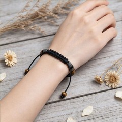 Natural Tiger Eye Onyx &Hematite 4mm Beads Healing Reiki Crystal Dainty Bracelet