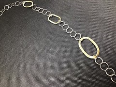 31″ Sterling Silver 925 Italy Circle Round Oblong Brass Link Necklace VTG Estate