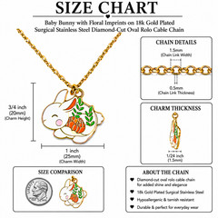 Baby Bunny Charm Necklace – Gold Trim – Rolo Rolo Chain – Lobster Clasp