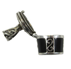 Solid 925 Sterling Silver Black Onyx Inlay Cremation Ash Urn Funerary Pendant