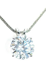 Designr 2 carat Diamond Solitaire Pendant Necklace 18″ Solid 18k White Gold HMDE