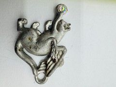 Gallo Pewter Pendant Winged Cat with Glass Orb 1.5 Inch Unique Design