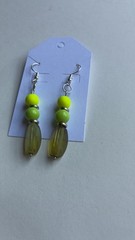 Handmade Lemon Lime Dangle Earrings 2.5 Inches Y2K Glass Acrylic Beads Festival