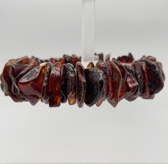 Cherry / Brown BALTIC AMBER Stretch Bracelet Lithuania Natural and Genuine #247e
