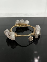 Bourbon And Bowties BB Signed Bracelet, Gold Tone with Brown Stones